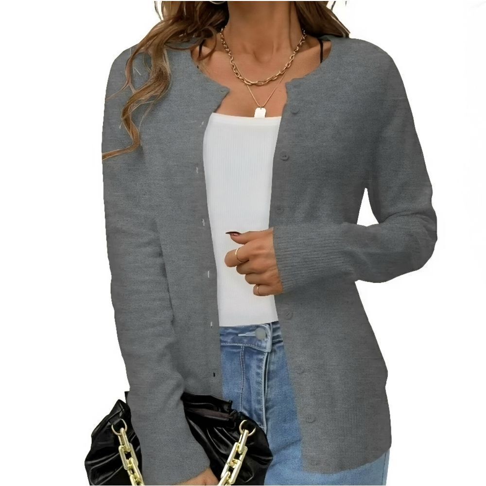 Faded Glory Women's Medium Grey Heather Button-Down Cardigan Sweater
